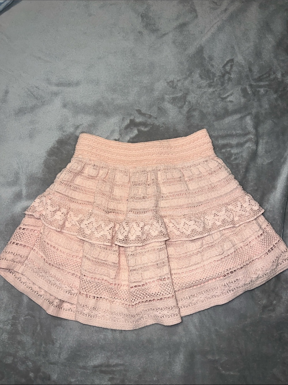 Aerie Blush Pink Tiered Lace Skirt